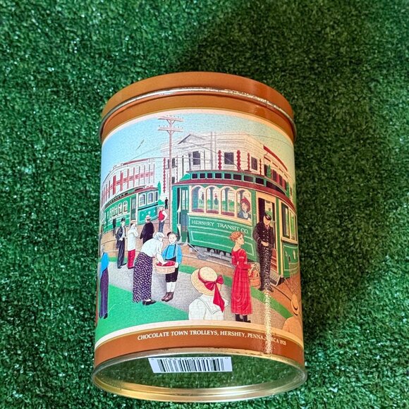 Hershey "Chocolate Town Trolley" Vintage 1992 Rare Tin Can Storage with Lid Tak - Picture 3 of 11